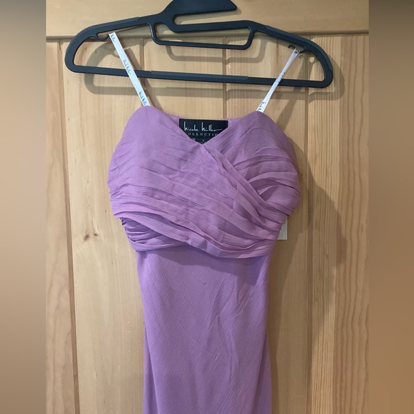 Nicole Miller Lilac Silk Maxi strapless Dress Size 8 NWT - Picture 3 of 9